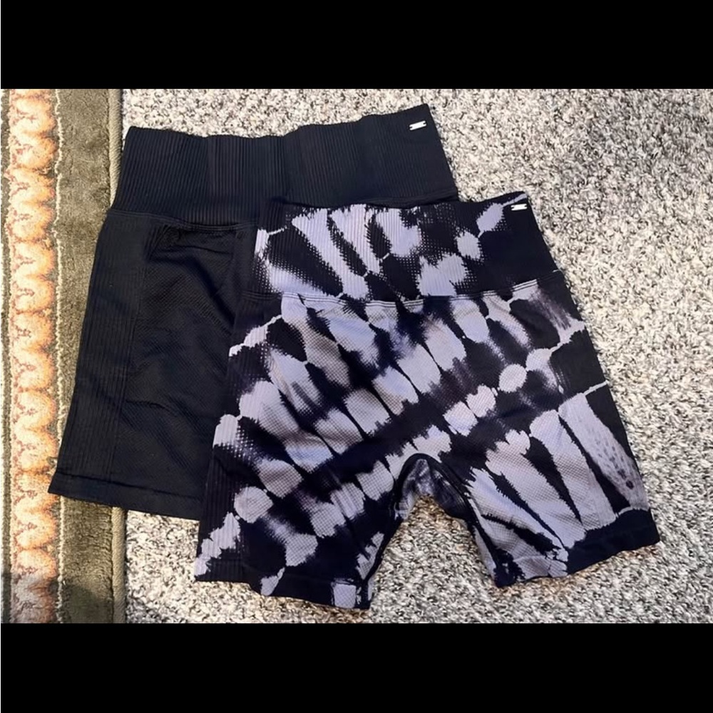 Victoria's Secret Black and Tie-Dye Athletic Shorts